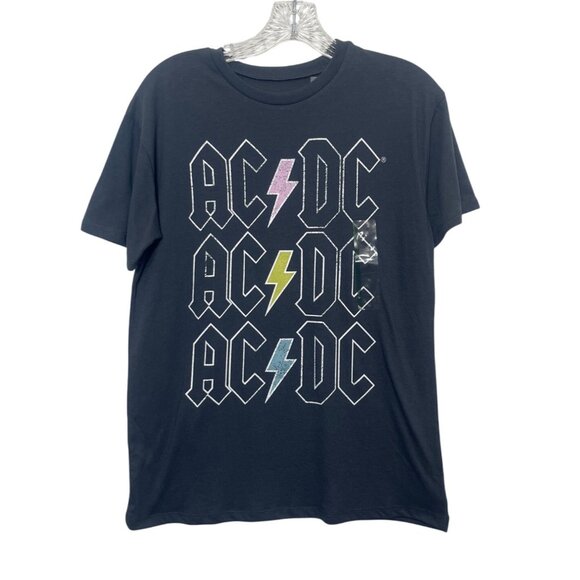 AC/DC Graphic Tshirt Womens Gray Medium New Lightning Bolts - Picture 1 of 9
